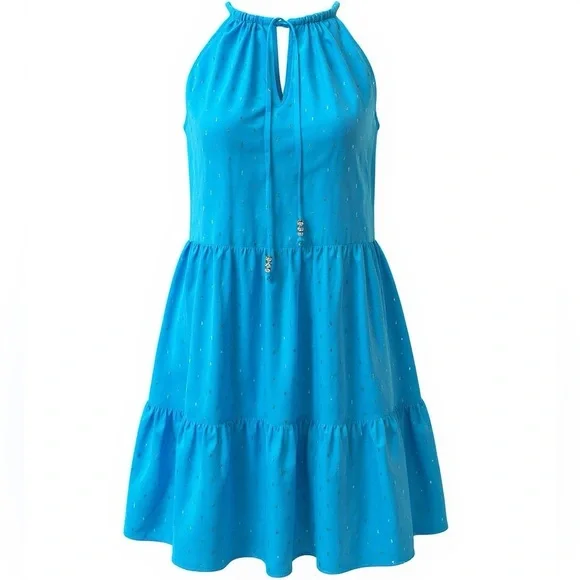 🆕NWT Lilly Pulitzer Womans Litia Sundress Dress Size Small Turquoise Metallic - Picture 2 of 6